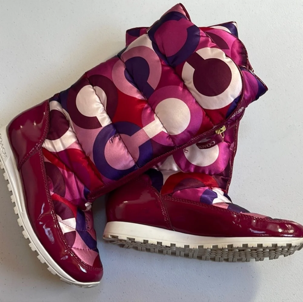 Coach Women's Puffy Winter Boots Pink Purple Red Jolt size 7 B